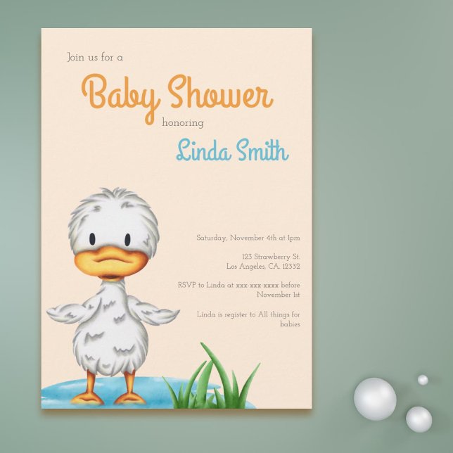 Cute Duck Gender Neutral Baby Shower Invitation (Creator Uploaded)
