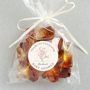 Cute Duck Girl Baby Shower Thank You Favour Classic Round Sticker