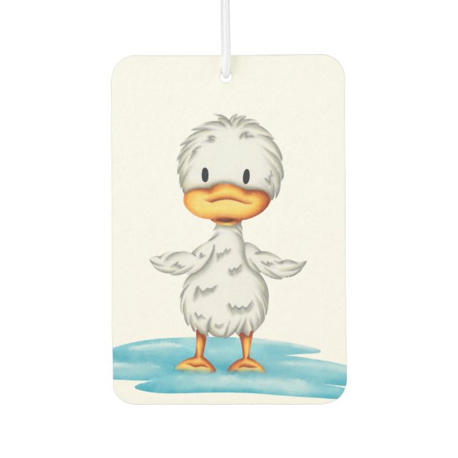 Cute Duck in Puddle Illustrated  Car Air Freshener (Front)