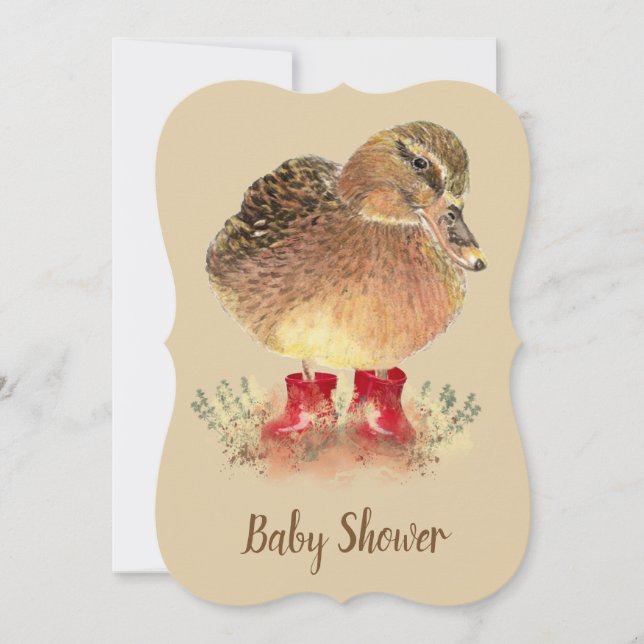 Cute Duck in Red Boots Baby Shower Invitation (Front)
