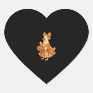 Cute Duck Patchwork Halloween Party Heart Sticker