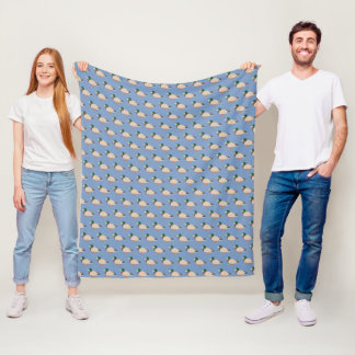 Cute Duck Pattern on Blue Fleece Blanket