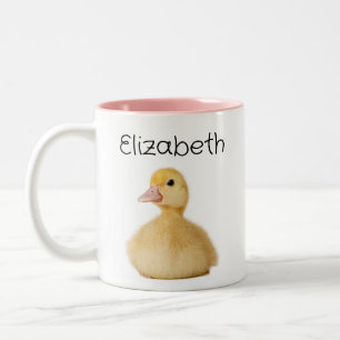 Cute Duck Personalised Name Two-Tone Coffee Mug