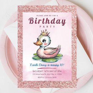 Cute duck princess birthday invitations