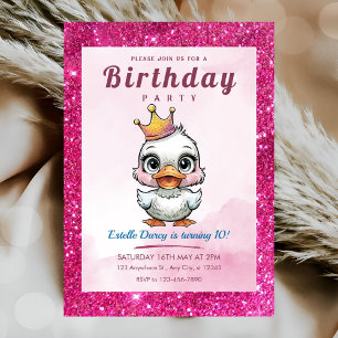 Cute duck princess birthday invitations