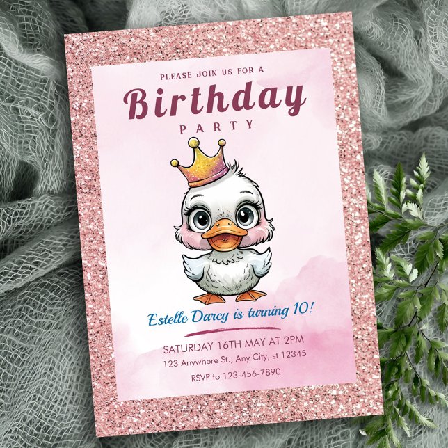 Cute duck princess birthday invitations (Creator Uploaded)