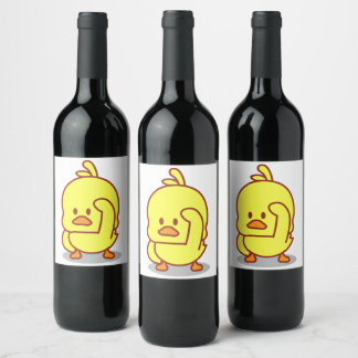 Cute Duck Rubber Duckling Animal Lover Gift Wine Label
