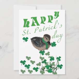 Cute Duck Shamrock Clover Happy St Patrick's Day Holiday Card