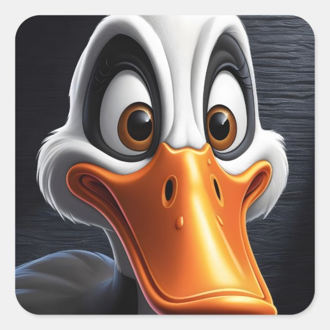 Cute duck. square sticker (Front)