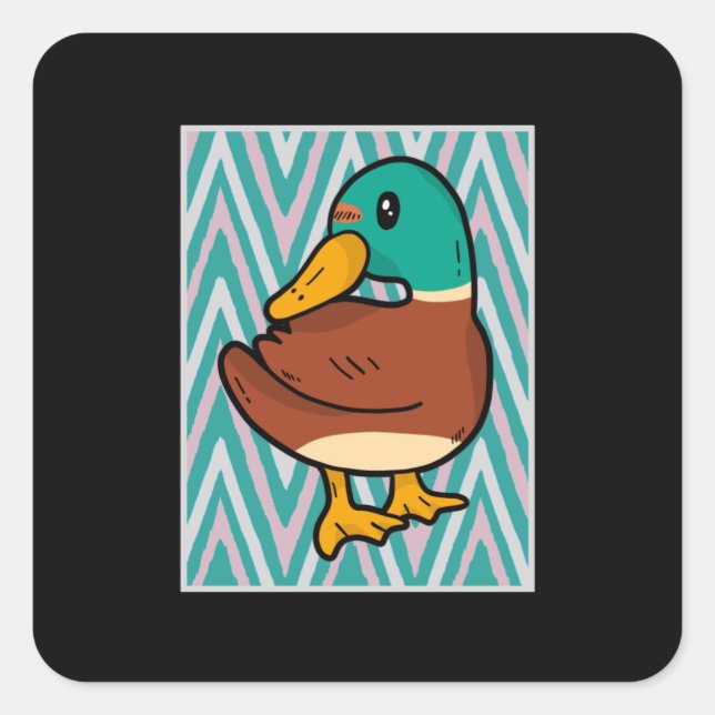 Cute Duck Square Sticker (Front)