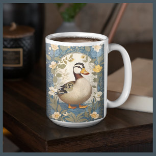 Cute Duck Vintage Floral Nature Inspired Coffee Mug