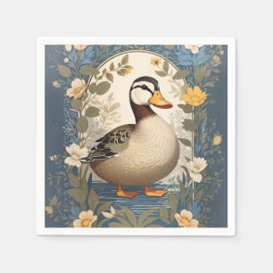 Cute Duck Vintage Floral Nature Inspired Napkin