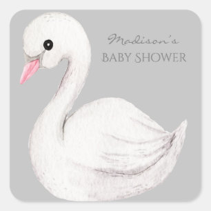 Cute Duck Watercolor Baby Shower Square Sticker