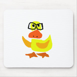 Cute Duck Wearing Glasses Art Mouse Mat