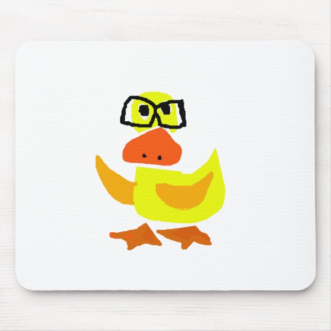 Cute Duck Wearing Glasses Art Mouse Mat (Front)
