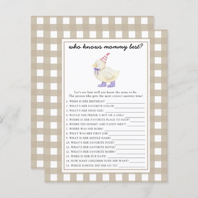 Cute duck - Who knows mummy best (Front/Back)