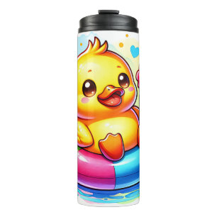 Cute Duck with Ice Cream Thermal Tumbler