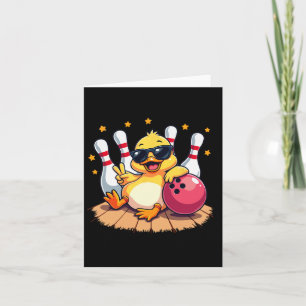 Cute Duck With Sungles Duck Playing Bowling For Me Card