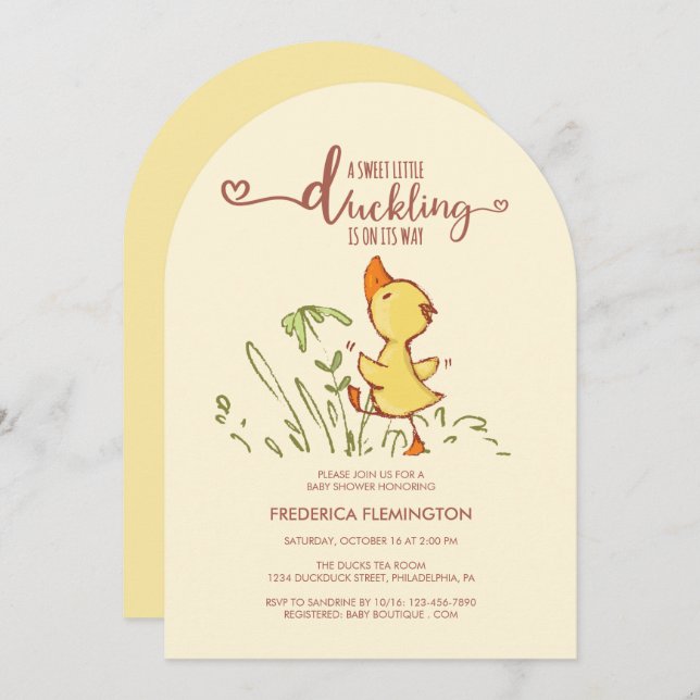 Cute Duckling Baby Shower Invitation (Front/Back)