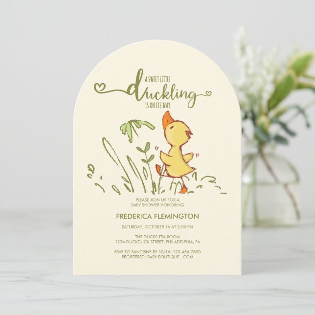 Cute Duckling Baby Shower Invitation (Standing Front)