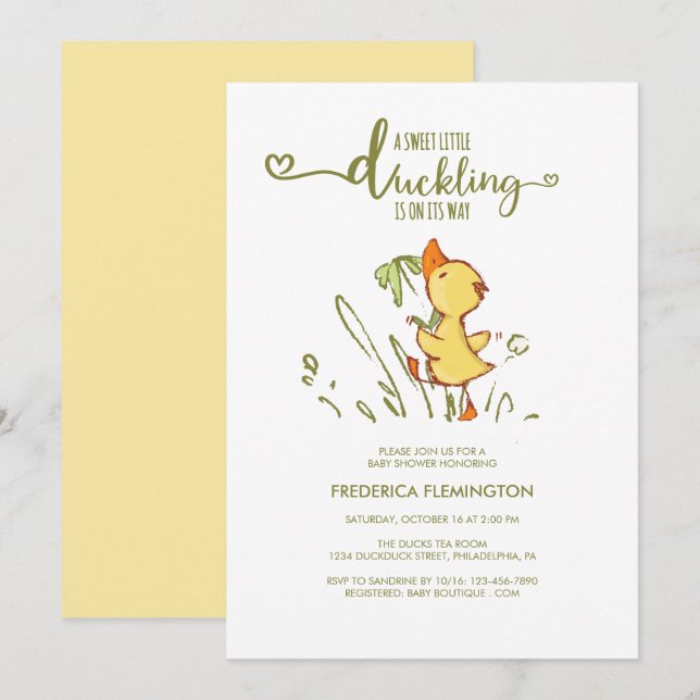 Cute Duckling Baby Shower Invitation (Front/Back)