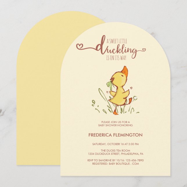 Cute Duckling Baby Shower Invitation (Front/Back)