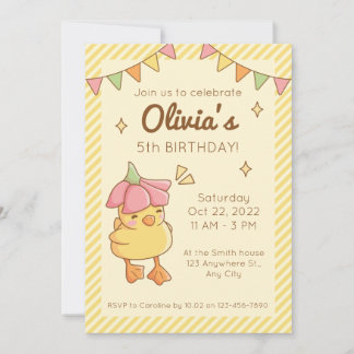 Cute Duckling Birthday Party Invitation Card