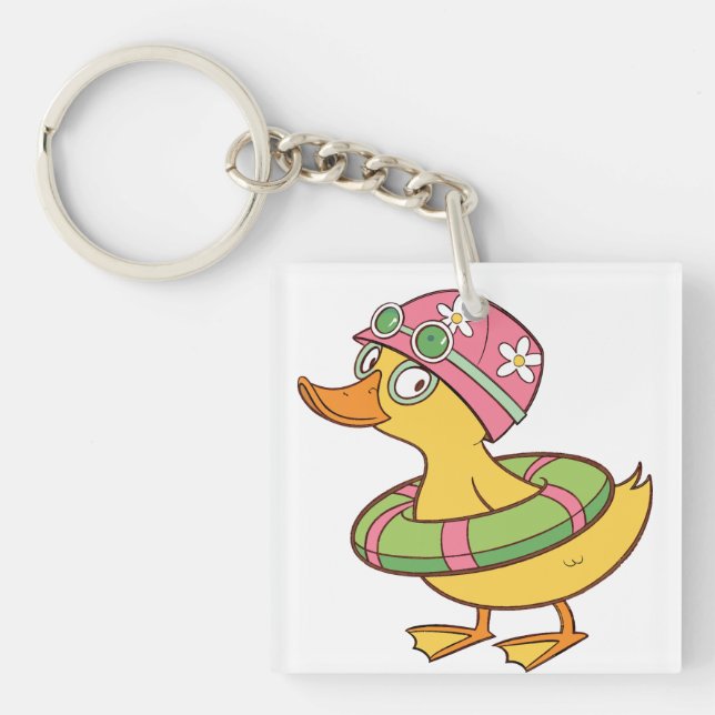 Cute Duckling Cartoon – Kids Acrylic Keychain (Front)