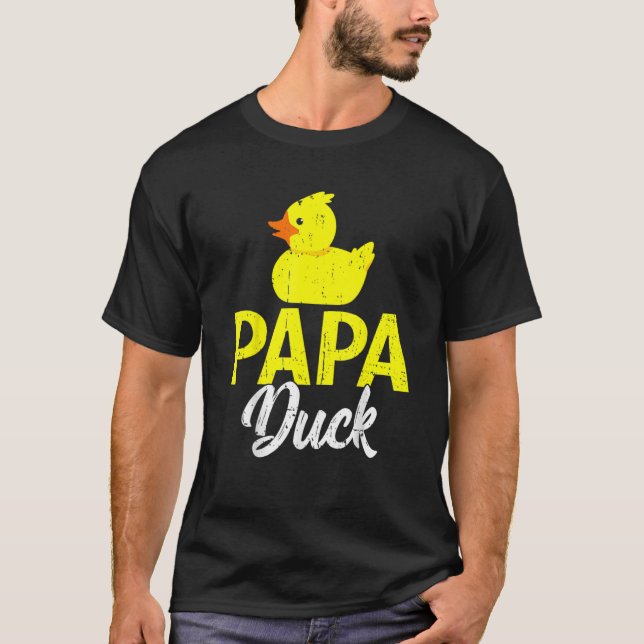 Cute Duckling Duckies Papa Duck Father's Day T-Shirt (Front)