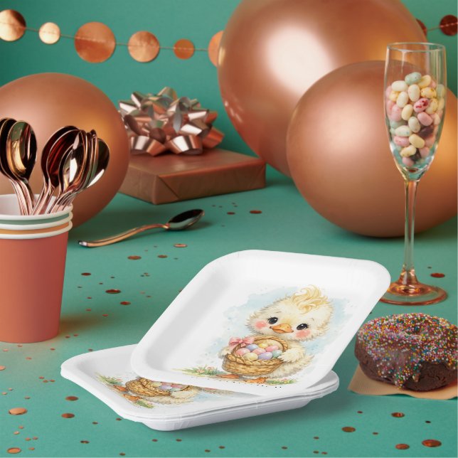 Cute Duckling Easter Egg Party Paper Plate (Multi)