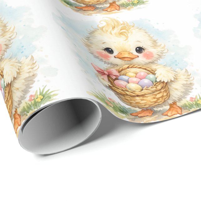 Cute Duckling Easter Egg Party Wrapping Paper (Roll Corner)