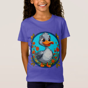 Cute Duckling Flower Scene Happy Kids Style 🐥 T-Shirt