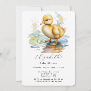 Cute Duckling Gender Neutral Baby Shower Invitation