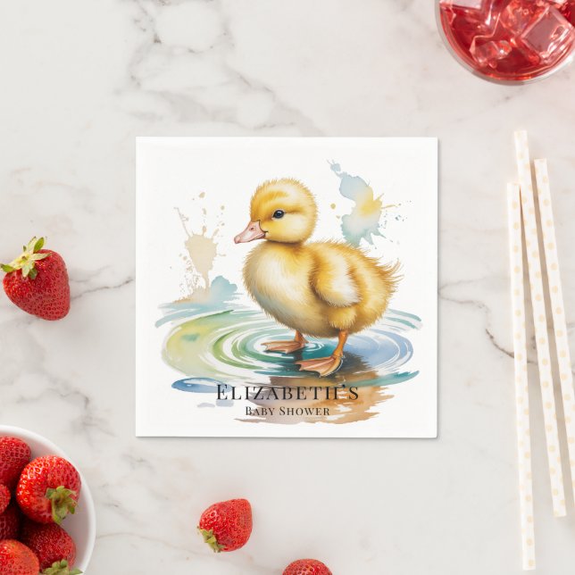 Cute Duckling Gender Neutral Baby Shower Napkin (Insitu)