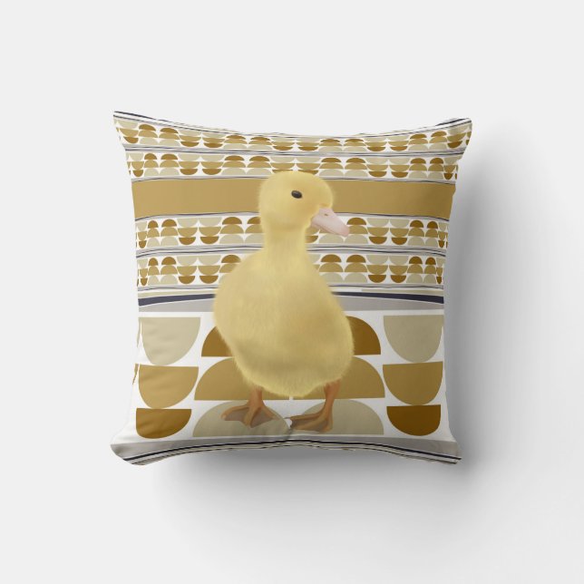 Cute Duckling Golden Brown Semi Circle Geometric Cushion (Front)
