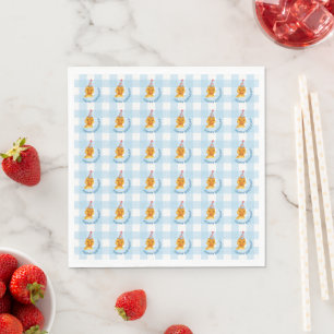 Cute Duckling Happy Birthday Gingham Party Napkins