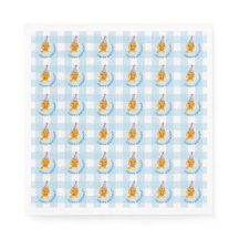 Cute Duckling Happy Birthday Gingham Party Napkins