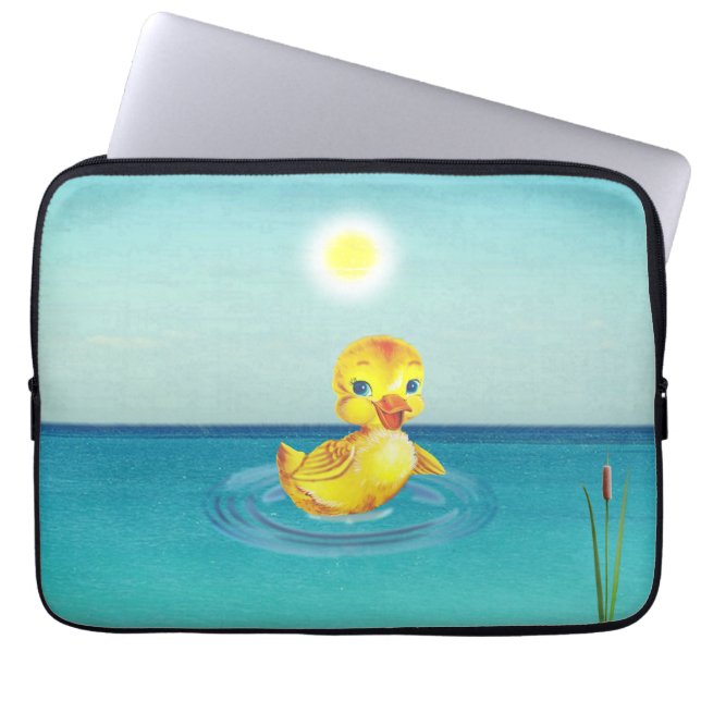 Cute Duckling Swimming on the Lake Laptop Sleeve (Front)