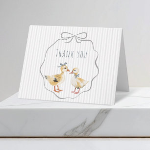 Cute Duckling Watercolor Boy Baby Shower Thank You Card