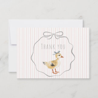 Cute Duckling Watercolor Girl Baby Shower Thank You Card