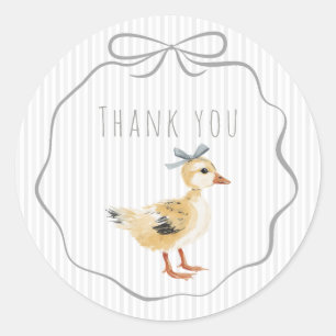 Cute Duckling Watercolor Thank You Classic Round Sticker