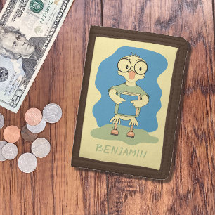 Cute Duckling with Book Kid Brown Wallet 