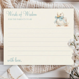 Cute Duckling with Ribbon Baby Shower Advice Card