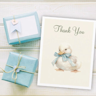 Cute Duckling with Ribbon Baby Shower Thank You Card