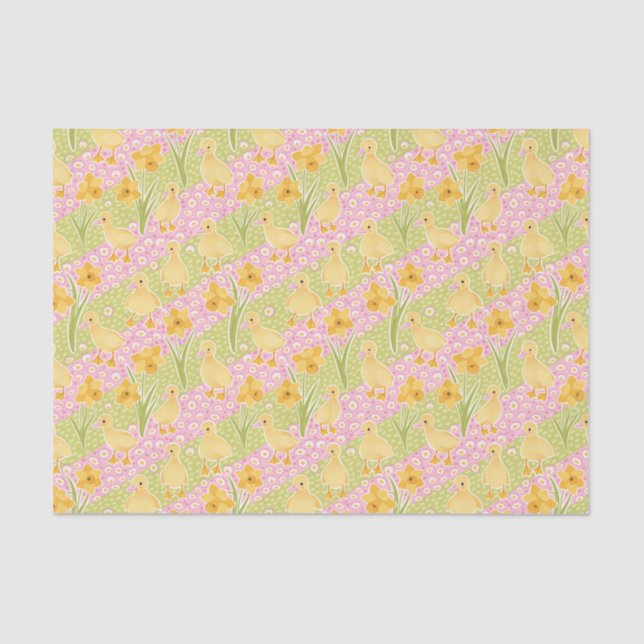 Cute Ducklings and Daffodils Easter Tissue Paper (Front)