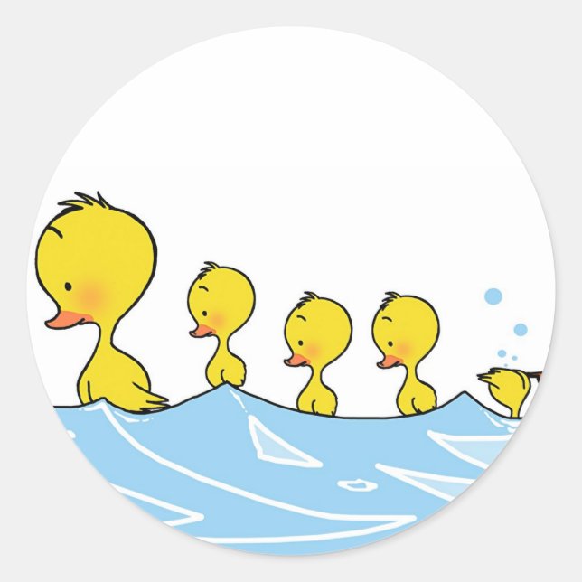Cute Ducklings in Water Sticker   (Front)