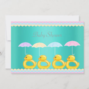 CUTE DUCKS BABY SHOWER INVITATION AQUA GREEN