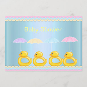 CUTE DUCKS BABY SHOWER INVITATION BLUE