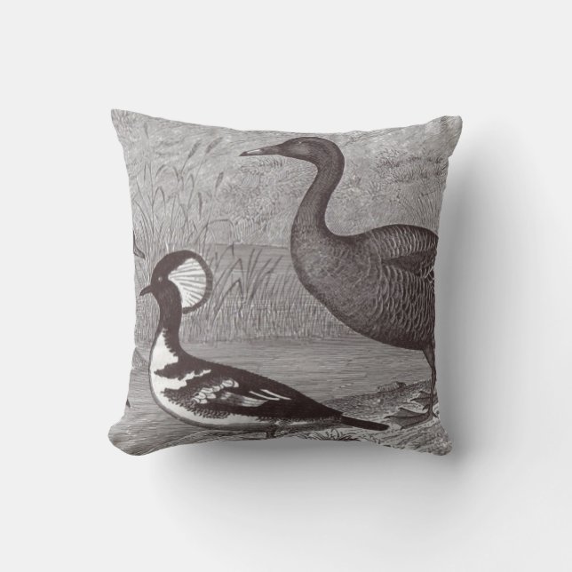 Cute Ducks Black and White Accent Throw Pillows (Front)