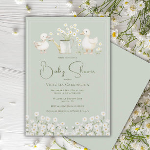 Cute Ducks & Daisies Baby Shower Invitation